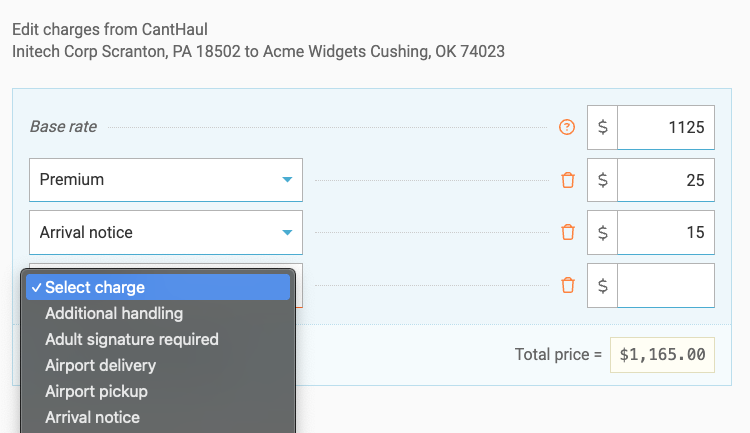 Add, Edit, & Itemize Spot Quote Charges