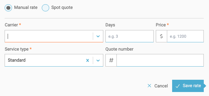LTL: Manual Quote Entry